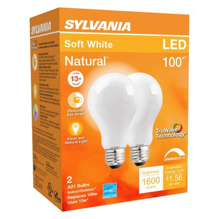 SYLVANIA Natural A21 E26 (Medium) LED Bulb Soft White 100 W , 2PK 40752